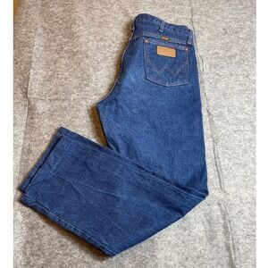 Wrangler Cowboy Cut Mens 34x29 Blue Dark Wash Straight Leg Denim Jeans 13mwz